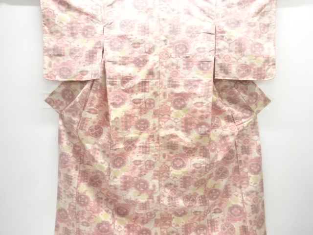 JAPANESE KIMONO / TSUMUGI / WOVEN ABSTRACT PATTERN